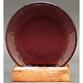 Plum Purple Circle of Excellence Award Plate w/Wood Base - Recycled Glass